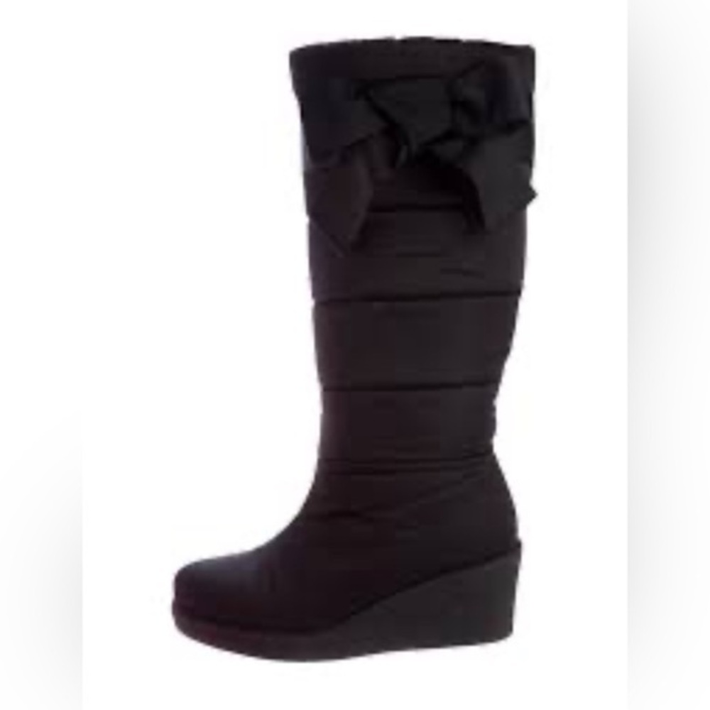 Kate Spade New York Nylon Black Women's Wedge Boots with Bow 6